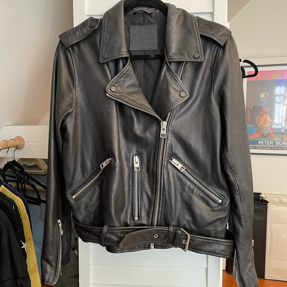 AllSaints Balfern Black Leather Biker Jacket
